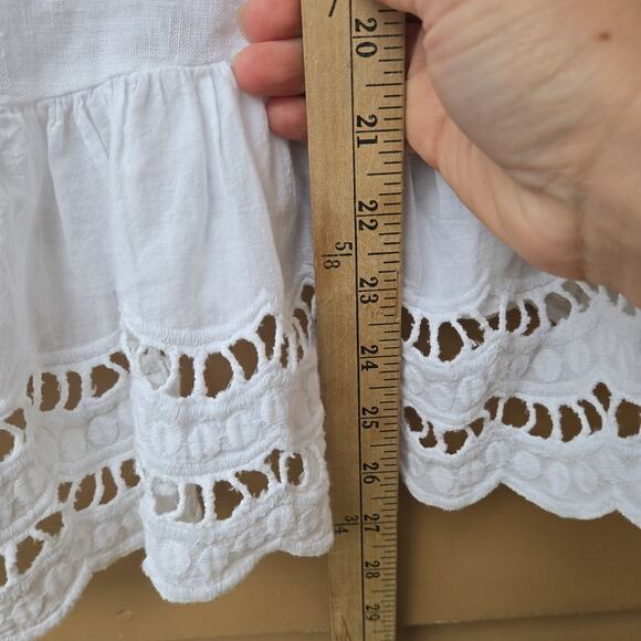 Valentina Naldi Sleeveless White Lace Linen Blouse Womens Large - Picture 7 of 7